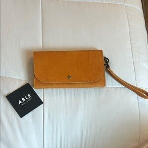 Able Mustard Leather Wristlet